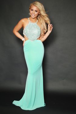 Style 81047 2Cute Prom Green Size 0 Military Halter Prom Mermaid Dress on Queenly