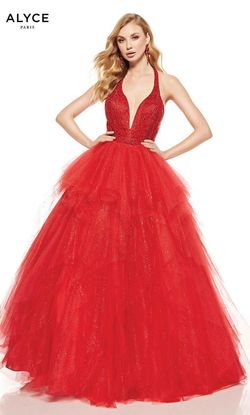 Style 60749 Alyce Paris Red Size 4 Quinceanera Tulle Prom Ball gown on Queenly
