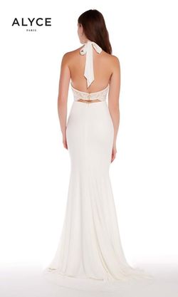 Style 60021 Alyce Paris White Size 6 Jersey Prom Straight Dress on Queenly