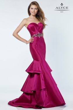 Style 6734 Alyce Paris Pink Size 12 Wedding Guest Floor Length Plus Size Mermaid Dress on Queenly