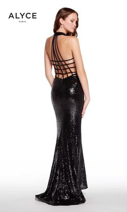 Style 60034 Alyce Paris Black Size 14 Tall Height Shiny Straight Dress on Queenly