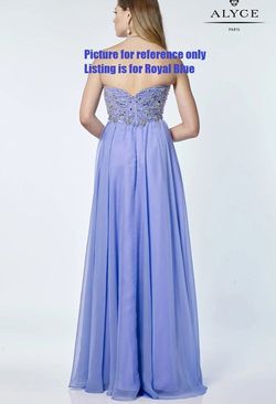 Style 6682 Alyce Paris Blue Size 2 Tall Height Black Tie Straight Dress on Queenly