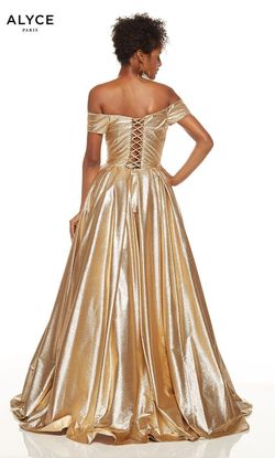 Style 60723 Alyce Paris Gold Size 8 Floor Length Tall Height Prom Ball gown on Queenly