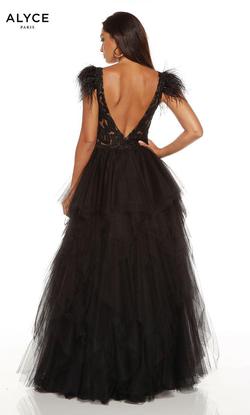 Style 60737 Alyce Paris Black Size 6 Pageant Tall Height Prom Feather A-line Dress on Queenly