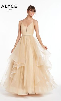 Style 1441 Alyce Paris Gold Size 4 1441 Tall Height Floor Length Ball gown on Queenly