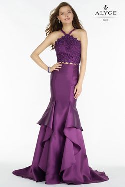 Style 6736 Alyce Paris Purple Size 4 Prom Military Floor Length Mermaid Dress on Queenly