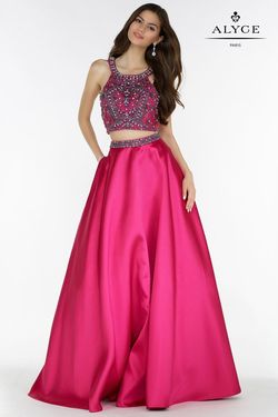 Style 6778 Alyce Paris Pink Size 14 Beaded Top Plus Size Two Piece Tall Height A-line Dress on Queenly