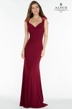 Style 8017 Alyce Paris Red Size 2 Floor Length Jersey Prom Straight Dress on Queenly