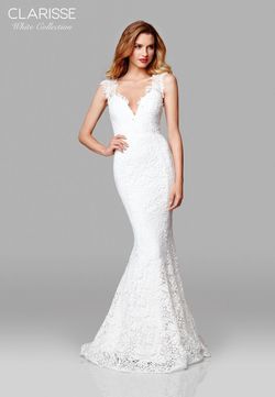 Style 600117 Clarisse White Size 4 Wedding Lace Mermaid Dress on Queenly