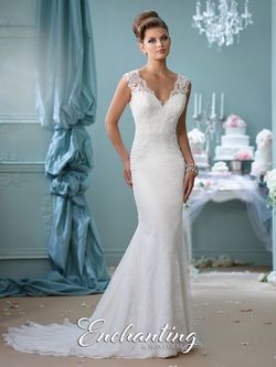 Style 116132 Mon Cheri White Size 14 Wedding Lace Mermaid Dress on Queenly