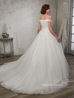 Style 6599 Mary's White Size 6 Tulle Wedding Ball gown on Queenly