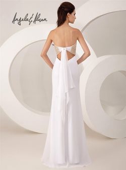 Style 41026 Angela and Alison White Size 2 Strapless Floor Length Straight Dress on Queenly