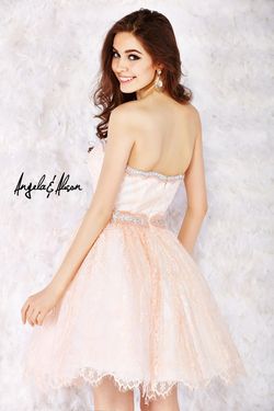 Style 52009 Angela and Alison Nude Size 12 Homecoming Quinceanera Midi Cocktail Dress on Queenly
