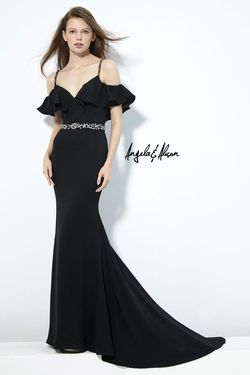 Style 81003 Angela and Alison Black Size 10 Prom Military Floor Length Mermaid Dress on Queenly