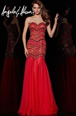 Style 51006 Angela and Alison Red Size 10 Pageant Floor Length Mermaid Dress on Queenly