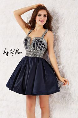 Style 52070 Angela and Alison Blue Size 8 Navy Tall Height Cocktail Dress on Queenly