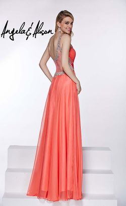 Style 51044 Angela and Alison Orange Size 10 Pageant Floor Length Prom A-line Dress on Queenly