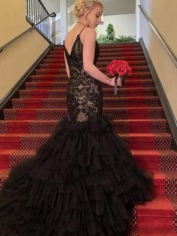 Mac Duggal Black Size 6 Tulle Train Mermaid Dress on Queenly