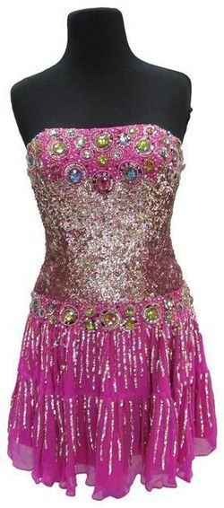 Style 8428 Sherri Hill Pink Size 6 Gold Multicolor Tall Height Cocktail Dress on Queenly