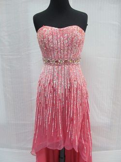 Style 8503 Sherri Hill Pink Size 2 Sequined Coral Straight Dress on Queenly