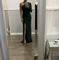 Rene the Label Green Size 6 Pageant One Shoulder Prom Side slit Dress on Queenly