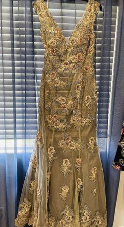 Phila Sofia Gold Size 14 Ball Gown Green Olive Mermaid Dress on Queenly