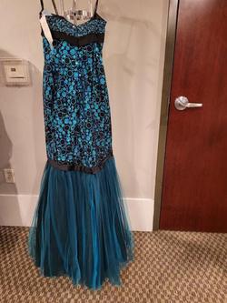 Style 6134 Rachel Allan Blue Size 8 Strapless Prom Mermaid Dress on Queenly