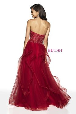 Style 5724 Blush Prom Red Size 12 Strapless Prom Ball gown on Queenly