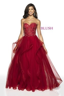 Style 5724 Blush Prom Red Size 12 Quinceanera Floor Length Strapless Ball gown on Queenly