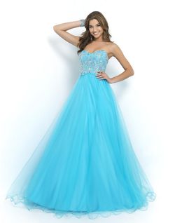 Style 5425 Blush Prom Light Blue Size 10 Military Tall Height A-line Dress on Queenly