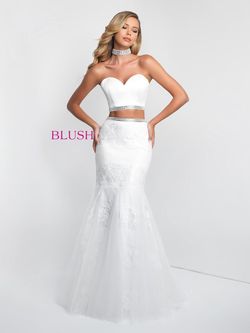 Style 11557 Blush Prom White Size 0 Prom Two Piece Floor Length Mermaid Dress on Queenly