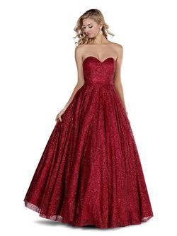 Style 5804 Blush Prom Red Size 12 Strapless Floor Length Ball gown on Queenly