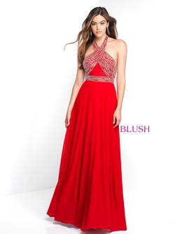 Style 11542 Blush Prom Red Size 4 Silver Prom A-line Dress on Queenly