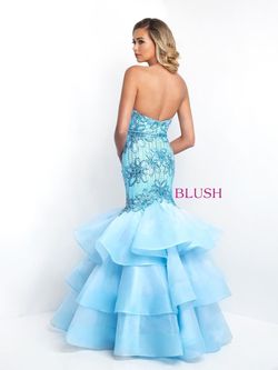 Style 11517 Blush Prom Blue Size 8 Pageant 11517 Prom Shiny Teal Mermaid Dress on Queenly