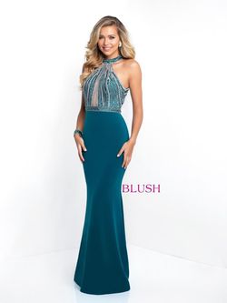 Style 11502 Blush Prom Green Size 6 Prom Military Floor Length Mermaid Dress on Queenly