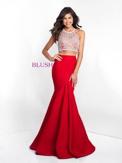 Style C1014 Blush Prom Red Size 4 Floor Length Mermaid Dress on Queenly