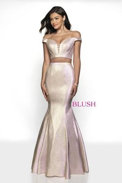 Style 11714 Blush Prom Pink Size 6 Tall Height Floor Length Shiny Mermaid Dress on Queenly