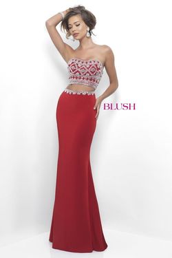 Style 11297 Blush Prom Blue Size 4 Tall Height Strapless Pageant Prom Mermaid Dress on Queenly