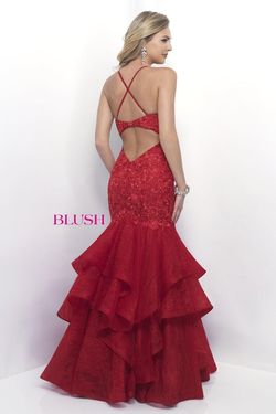 Style 11266 Blush Prom Red Size 2 Ruffles Mermaid Dress on Queenly