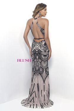 Style 11262 Blush Prom Black Size 4 Military Pattern Halter Mermaid Dress on Queenly