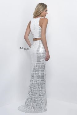 Style 314_Intrigue Blush Prom White Size 4 Military Sequined Jewelled Halter Mermaid Dress on Queenly