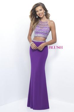Style 11248 Blush Prom Purple Size 4 Floor Length Two Piece Prom Mermaid Dress on Queenly