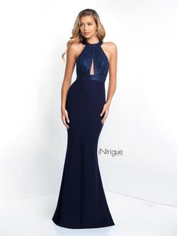Style 401 Blush Prom Blue Size 8 Halter Floor Length Tall Height Military Mermaid Dress on Queenly