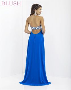 Style 9799 Blush Prom Royal Blue Size 0 Strapless Black Tie Straight Dress on Queenly