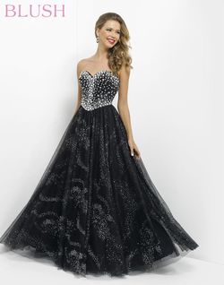 Style 5330 Blush Prom Black Size 0 Floor Length Sequined A-line Dress on Queenly
