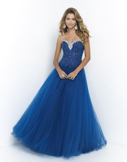 Style 5413 Blush Prom Navy Blue Size 0 Quinceanera Floor Length Strapless Ball gown on Queenly