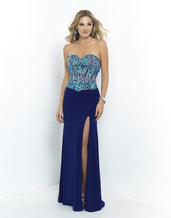 Style 9961 Blush Prom Blue Size 2 Pageant Sequin Side slit Dress on Queenly