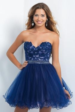 Style 10071 Blush Prom Blue Size 6 Tall Height Cocktail Dress on Queenly