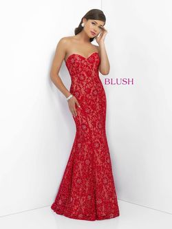 Style 11110 Blush Prom Red Size 12 Pageant Tall Height Pattern Mermaid Dress on Queenly