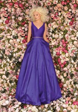 Style 8194 Clarisse Purple Size 4 Floor Length Pageant Tall Height Pockets Ball gown on Queenly